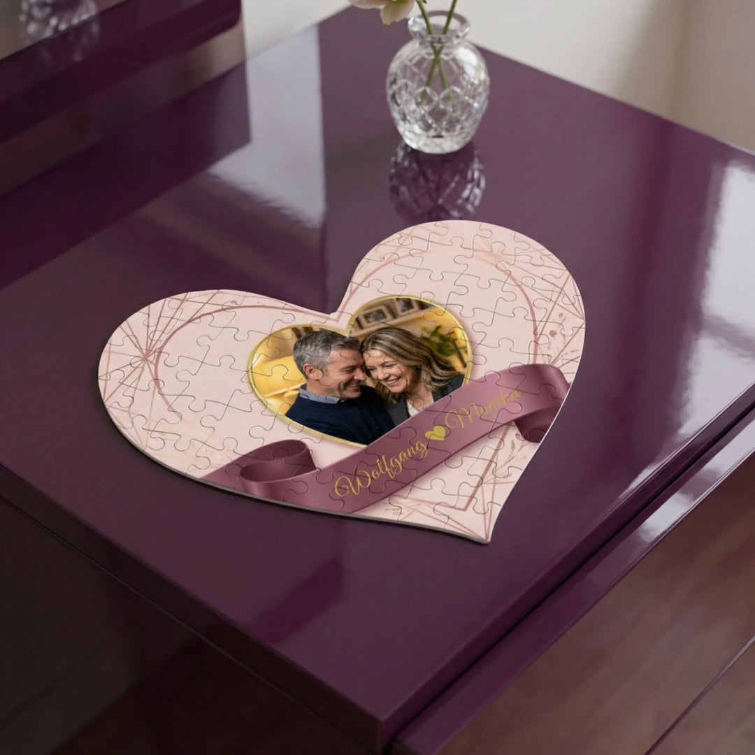Personalisiertes Herz-Puzzle mit eigenem Foto - romantisches Valentinstag Geschenk für verliebte Paare