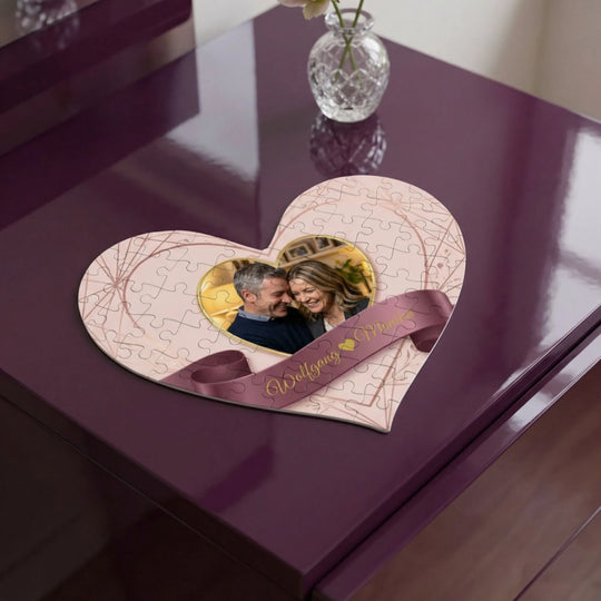 Personalisiertes Herz-Puzzle mit eigenem Foto - romantisches Valentinstag Geschenk für verliebte Paare